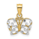 Image of 14K Yellow Gold & Rhodium-Plated Shiny-Cut Butterfly Pendant K9500