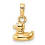 Image of 14k Yellow Gold & White Rhodium 3D Duck Pendant