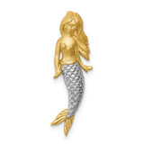 Image of 14k Yellow Gold & White Rhodium Brushed Mermaid Slide Pendant