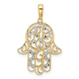 Image of 14k Yellow Gold & White Rhodium Shiny-Cut Fancy Hamsa Pendant