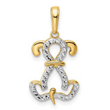 Image of 14k Yellow Gold & White Rhodium Shiny-Cut Puppy Sitting Pendant