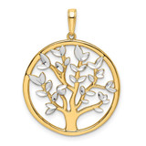 Image of 14k Yellow Gold & White Rhodium Shiny-Cut Tree of Life Pendant