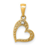 Image of 14K Yellow Gold .01ctw. Diamond Heart Pendant
