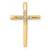 Image of 14K Yellow Gold .03ctw. Diamond Cross Chain Slide Pendant