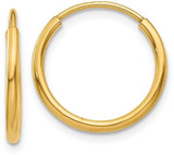 Image of 14mm 14K Yellow Gold 1.25mm Endless Hoop Earrings XY1210