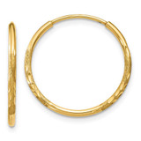 Image of 17mm 14K Yellow Gold 1.25mm Shiny-Cut Endless Hoop Earrings XY1218
