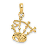 Image of 14K Yellow Gold 2-D Bagpipes Pendant