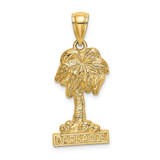 Image of 14K Yellow Gold 2-D Barbados Under Palm Tree Pendant