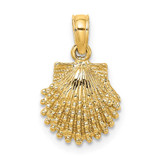 Image of 14K Yellow Gold 2-D Beaded Scallop Shell Pendant K7656