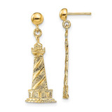 Image of 14K Yellow Gold 2-D Cape Hatteras Lighthouse Earrings