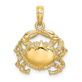 Image of 14K Yellow Gold 2-D Crab Pendant K7835