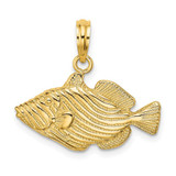 Image of 14K Yellow Gold 2-D Engraved Striped Fish Pendant K7702
