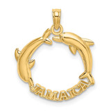 Image of 14K Yellow Gold 2-D Jamaica w/ Dolphins Pendant