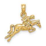 Image of 14K Yellow Gold 2-D Jockey On Horse Jumping Pendant
