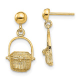 Image of 18.2mm 14K Yellow Gold 2-D Small Nantucket Basket Dangle Earrings