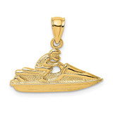 Image of 14K Yellow Gold 2-D Textured 2-D Jet Ski Pendant