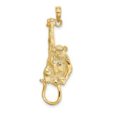 Image of 14K Yellow Gold 2-D Textured Hanging Monkey Pendant
