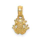 Image of 14K Yellow Gold 2-D Textured Miniature Frog Pendant