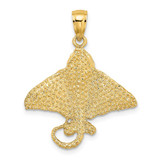 Image of 14K Yellow Gold 2-D Textured Spotted Eagle Ray Pendant K7477
