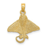 Image of 14K Yellow Gold 2-D Textured Spotted Eagle Ray Pendant K7487
