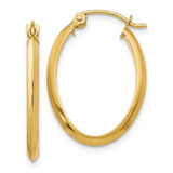 Image of 13mm 14K Yellow Gold 2mm Oval Hoop Earrings TL244