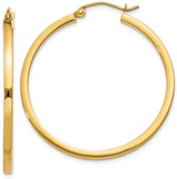 Image of 35mm 14K Yellow Gold 2mm Square Tube Hoop Earrings T1075