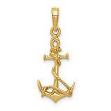 Image of 14K Yellow Gold 3-D Anchor w/ Shackle & Entwined Rope Pendant