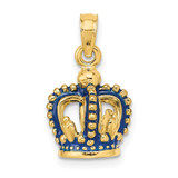 Image of 14K Yellow Gold 3-D Blue Enamel Crown Pendant
