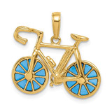 Image of 14K Yellow Gold 3-D Blue Enameled Bicycle Pendant