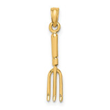 Image of 14K Yellow Gold 3-D Fork Garden Tool Pendant