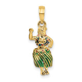 Image of 14K Yellow Gold 3-D Hula Girl w/ Moveable Grass Skirt Pendant