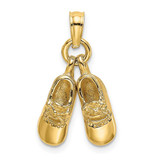 Image of 14K Yellow Gold 3-D Moveable Baby Booties Pendant