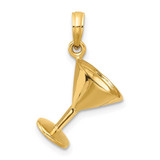 Image of 14K Yellow Gold 3-D Polished Martini Glass Pendant