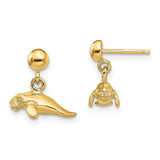 Image of 12.1mm 14K Yellow Gold 3-D Polished Mini Manatee Dangle Earrings