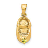 Image of 14K Yellow Gold 3-D Simulated November/Synthetic Stone Baby Shoe Pendant
