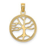 Image of 14K Yellow Gold 3-D Small Tree Of Life In Round Frame Pendant
