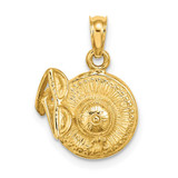 Image of 14K Yellow Gold 3-D Sunhat w/ Sunglasses Pendant