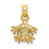 Image of 14K Yellow Gold 3-D Textured Mini Frog Facing Down Pendant