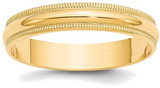 Image of 14K Yellow Gold 4mm Lightweight Milgrain Half Round Band Ring