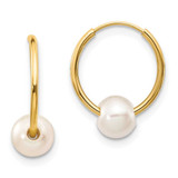 Image of 14K Yellow Gold 5-6mm Semi-Round Cultured Freshwater Pearl Endless Hoop Earrings