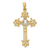 Image of 14K Yellow Gold 5x3mm Oval Cubic Zirconia cross pendant