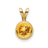 Image of 14K Yellow Gold 6mm Citrine Bezel Pendant