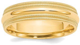 Image of 14K Yellow Gold 6mm Double Milgrain Comfort Fit Band Ring