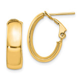 Image of 18mm 14K Yellow Gold 6mm High Polished Oval Omega-Hoop Earrings LE1904