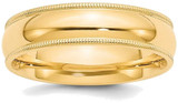 Image of 14K Yellow Gold 6mm Milgrain Comfort Wedding Band Ring