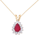 Image of 14K Yellow Gold 6x4mm Pear-Shaped Ruby & Diamond Pendant (Chain NOT included)