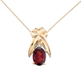 Image of 14K Yellow Gold 7x5mm Garnet & Diamond Oval Shaped Pendant (Chain NOT included)