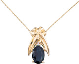 Image of 14K Yellow Gold 7x5mm Oval Sapphire & Diamond Pendant (Chain NOT included)