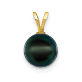 Image of 14K Yellow Gold 8-9mm Black Saltwater Akoya Cultured Pearl Pendant