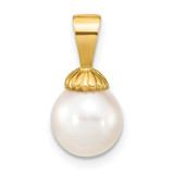 Image of 14K Yellow Gold 8-9mm Round White Freshwater Cultured Pearl Pendant
